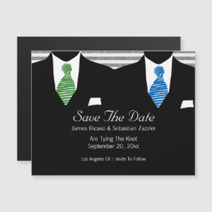 Mr and Mr Suit and Tie Gay Save The Date Wedding Magnetic Invitation