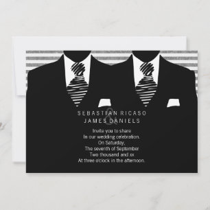 Mr and Mr Suit and Tie Gay Wedding Invitation
