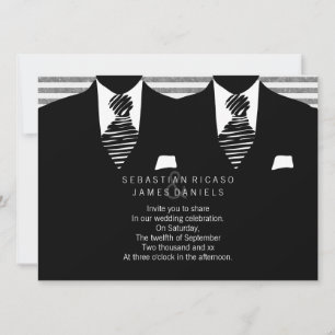 Mr and Mr Suit and Tie Gay Wedding Invitation