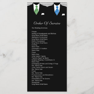Mr and Mr Suit and Tie Gay Wedding Service Order Program