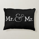 Mr and Mr Two Groom Gay Wedding Gift Decorative Pillow<br><div class="desc">Mr and Mr Two Groom Gay Wedding Gift pillow,  one side white the other in black .. perfect for the grooms on their wedding night,   wedding products from Ricaso</div>