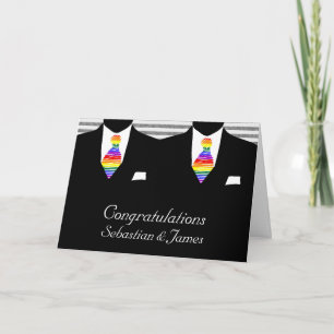 Mr and Mr, Two Grooms Wedding Congratulations Card