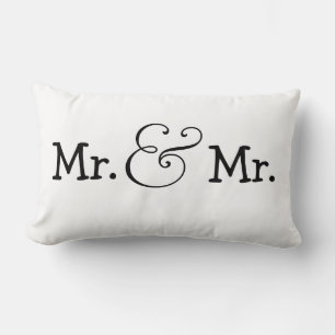 Mr and Mr Two Grooms Wedding Gift Lumbar Pillow