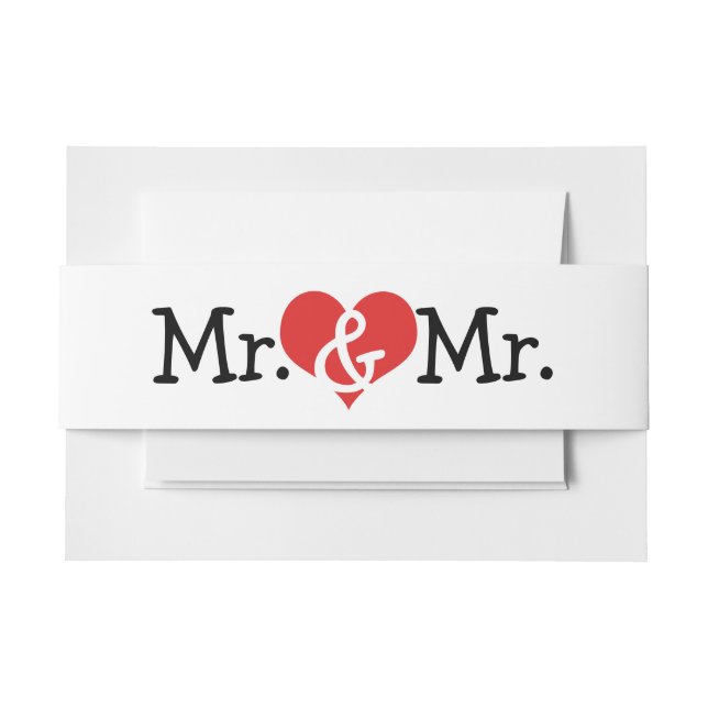 Mr and Mr Two Grooms Wedding Invitation Belly Band (Front Example)