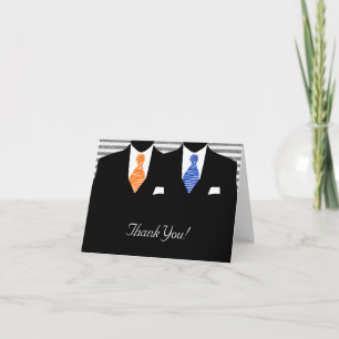Mr and Mr Two Grooms Wedding Thank You Card