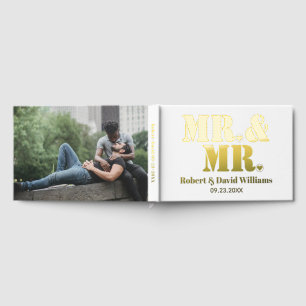 Mr. and Mr. typography white gay wedding photo Guest Book