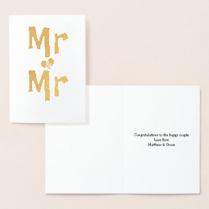Mr And Mr Wedding Congratulations Foil Card