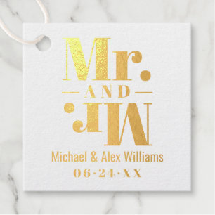 Mr. and Mr. Wedding Monogram for Two Grooms Favour Tags