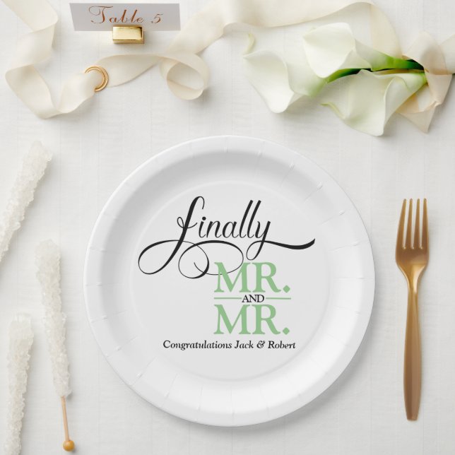 Mr and Mr Wedding Reception Paper Plate (Wedding)