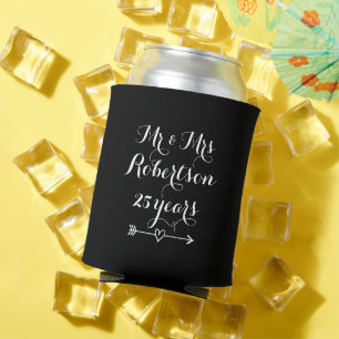 Mr and Mrs 25th wedding anniversary can coolers