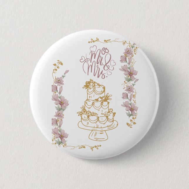mr and mrs 2 inch round button (Front)