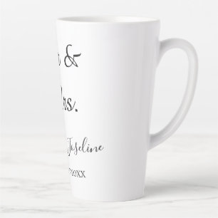 Mr and Mrs add name est. Date year wedding couple  Latte Mug