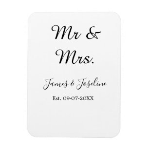 Mr and Mrs add name est. Date year wedding couple Magnet