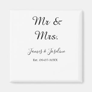 Mr and Mrs add name est. Date year wedding couple Magnet