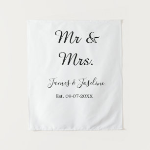 Mr and Mrs add name est. Date year wedding couple  Tapestry