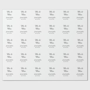 Mr and Mrs add name est. Date year wedding couple  Wrapping Paper