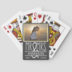 Mr and Mrs Ampersand Personalized Wedding Photo Playing Cards