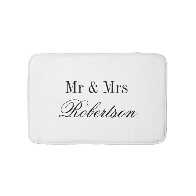 Mr and Mrs bath mat for newlyweds wedding couple (Front)