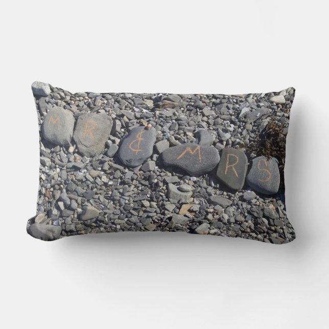 Mr and Mrs Beach Rocks at Bar Harbour Lumbar Pillow (Front)