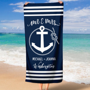 Mr and Mrs Beach Towels, Wedding Gift, Personalize Towel