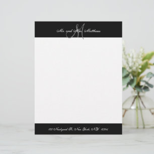 Mr and Mrs Black and White Monogram Newlyweds Letterhead