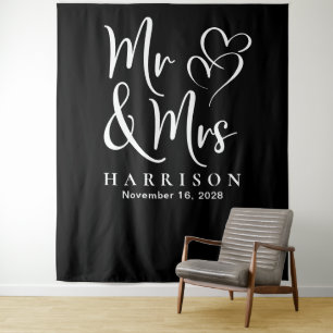 Mr and Mrs Black Wedding Tapestry