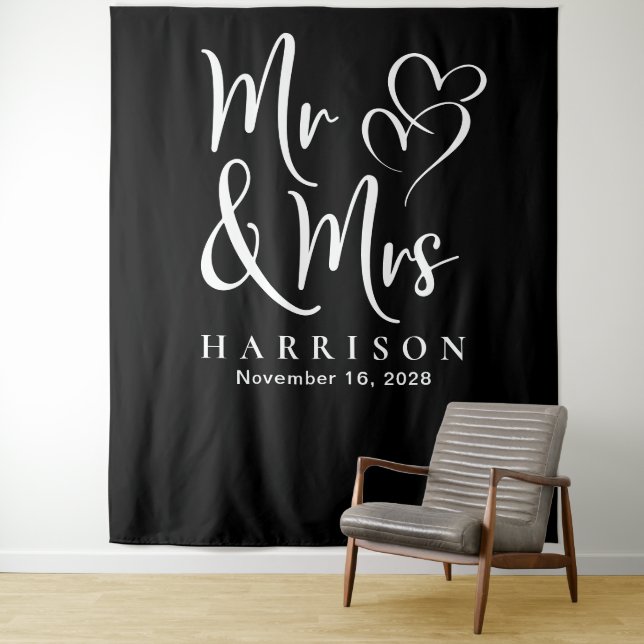 Mr and Mrs Black Wedding Tapestry (In Situ)