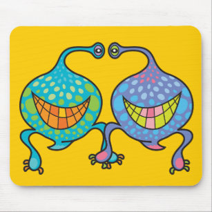 Mr. and Mrs. Blob Cartoon Fun Alien Gift Mousepad