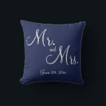 Mr. and Mrs. Blue Nautical Wedding Pillows<br><div class="desc">Mr. and Mrs. blue nautical wedding pillows with changeable text</div>