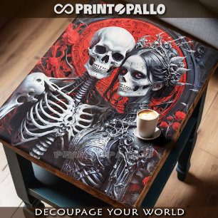 Mr and Mrs Bones in love - Skull and skeleton  Tissue Paper