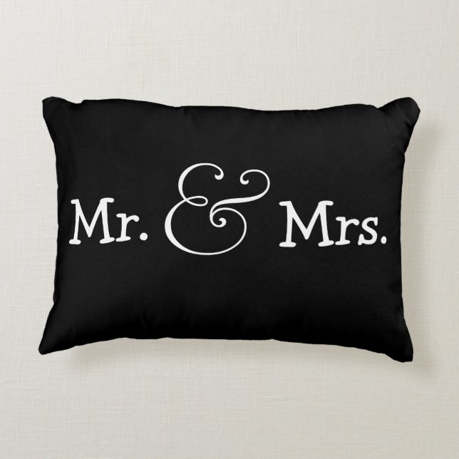 Mr and Mrs Bride And Groom Wedding Gift Decorative Pillow (Back)