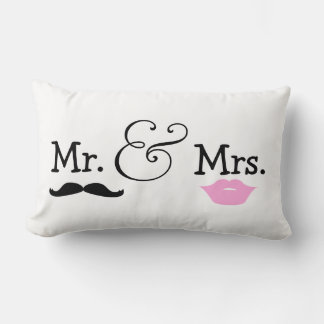 Mr and Mrs Bride And Groom Wedding Gift Lumbar Pillow