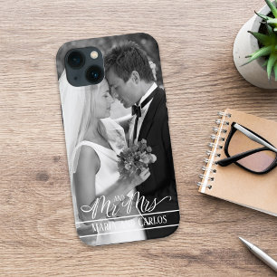 Mr. and Mrs. Calligraphy Script Photo Personalized iPhone 13 Case