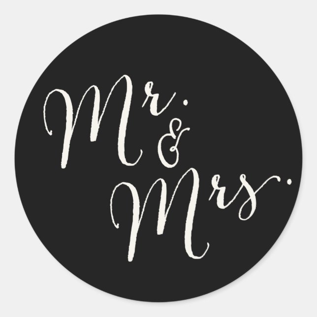 Mr and Mrs Calligraphy Script Wedding Stickers (Front)