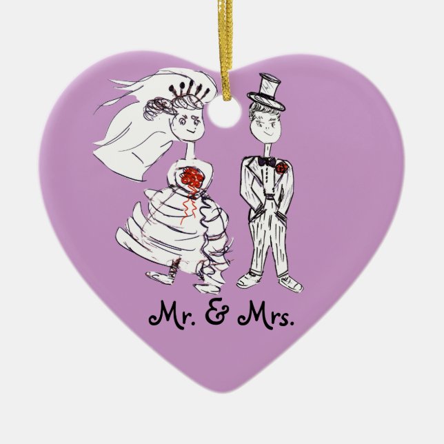 Mr. and Mrs. Ceramic Ornament (Front)