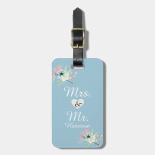 Mr. and Mrs. Chic Floral Luggage Tag