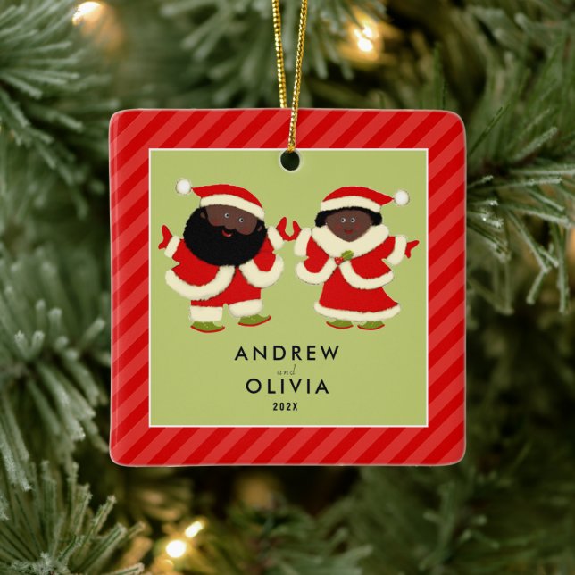 Mr. and Mrs. Christmas Collectable Ceramic Ornament (Tree)