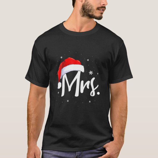 Mr. And Mrs. Christmas Santa Claus Matching His He T-Shirt (Front)
