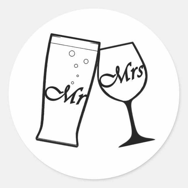 Mr. and Mrs Classic Round Sticker (Front)