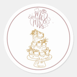 mr and mrs classic round sticker