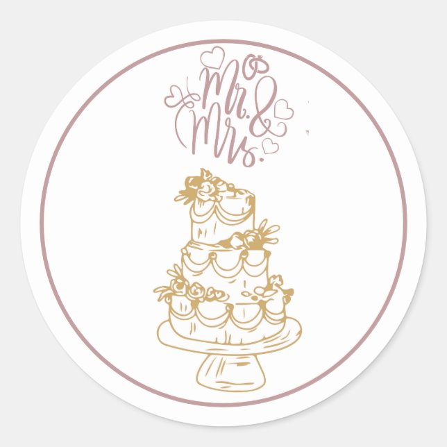 mr and mrs classic round sticker (Front)