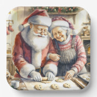 Mr and Mrs Claus Baking Cookies Custom Christmas