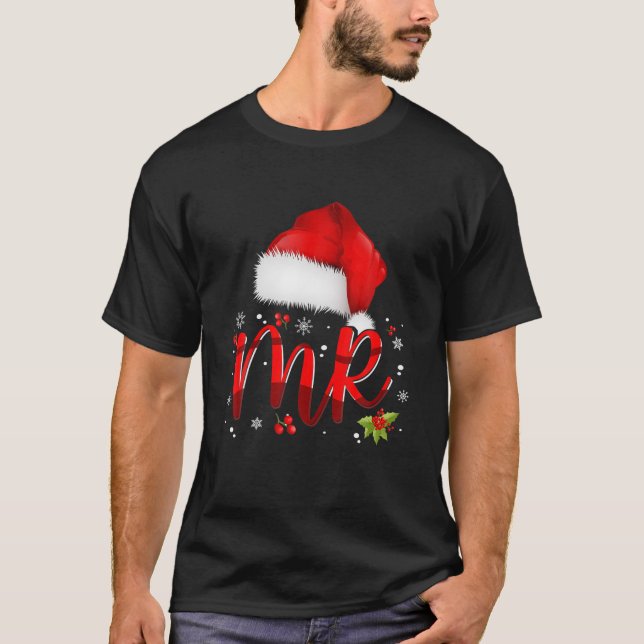 Mr And Mrs Claus Christmas Matching Couples Pajama T-Shirt (Front)