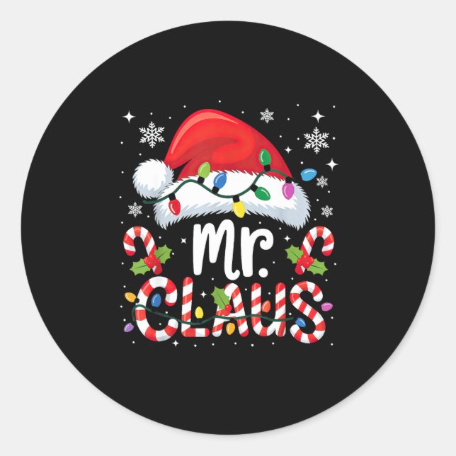 Mr And Mrs Claus Couples Matching Christmas  Classic Round Sticker (Front)