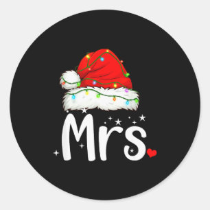 Mr And Mrs Claus Couples Matching Christmas Pajama Classic Round Sticker