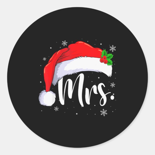 Mr And Mrs Claus Couples Matching Christmas Pajama Classic Round Sticker (Front)