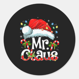 Mr And Mrs Claus Couples Matching Christmas Pajama Classic Round Sticker