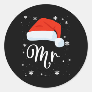 Mr And Mrs Claus Couples Matching Christmas Pajama Classic Round Sticker