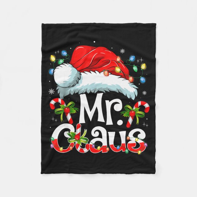 Mr And Mrs Claus Couples Matching Christmas Pajama Fleece Blanket (Front)