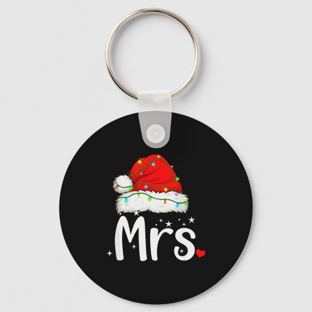 Mr And Mrs Claus Couples Matching Christmas Pajama Keychain (Front)